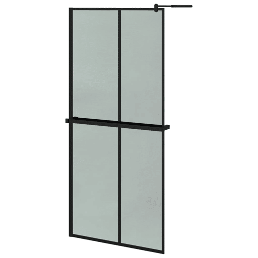 vidaXL Divisória chuveiro cprateleira 90x195 vidroalumÃnio ESG preto vidaXL Divisória chuveiro cprateleira 90x195 vidroalumÃnio ESG preto