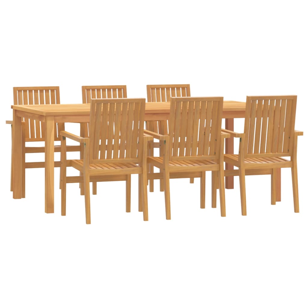Juego de comedor de jardin 7 piezas madera maciza de teca longitud mesa 200 cm