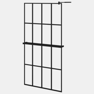 vidaXL Divisória chuveiro+prateleira 100x195 vidro ESGalumínio preto