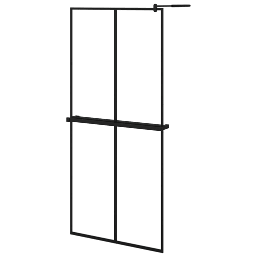 vidaXL Divisória chuveiro cprateleira 90x195 vidroalumínio ESG preto