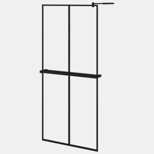 vidaXL Divisória chuveiro cprateleira 90x195 vidroalumínio ESG preto