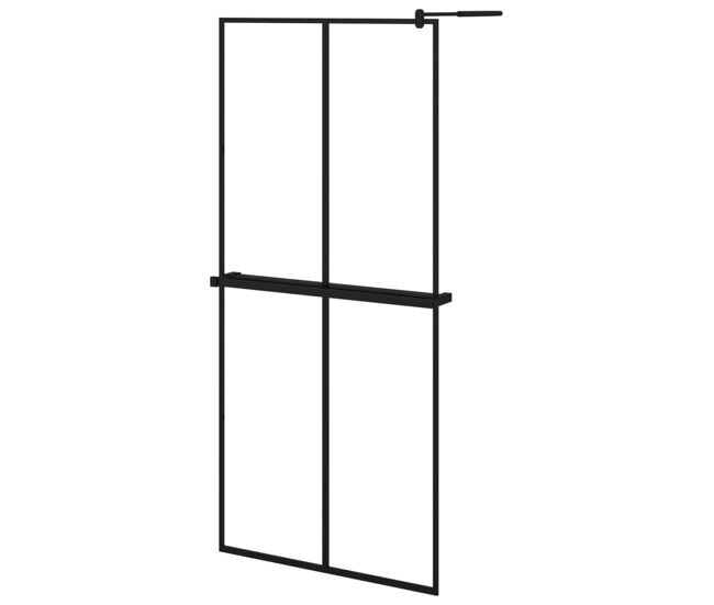 Vidaxl mampara ducha con estante vidrio esg y aluminio negro 90x195 cm