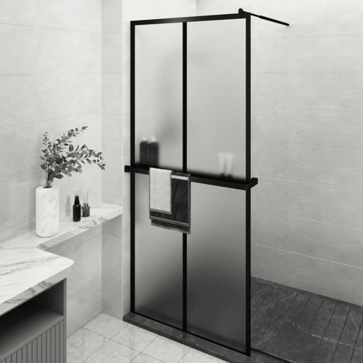 vidaXL Divisória chuveiro cprateleira 90x195 vidroalumínio ESG preto