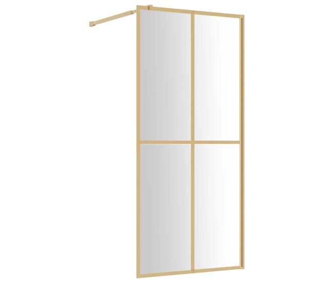 Vidaxl mampara puerta de ducha vidrio transparente esg dorado 90x195cm