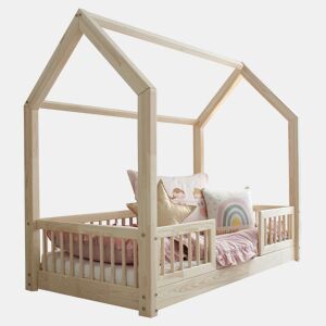 Cama cabana 90x190 barreiras e base de ripas incluídas pés 1 cm Sofia Bois