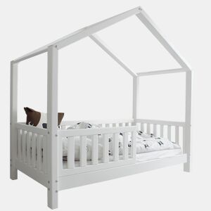 Cama de cabina 90x190 barreira e base de ripas incluídas pés 10 cm Roxane Branco