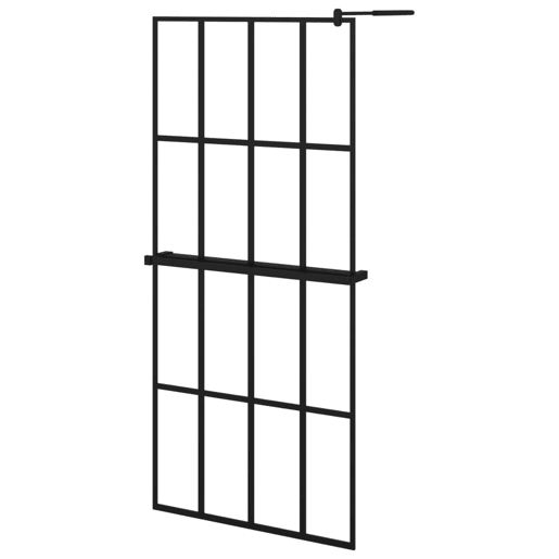 vidaXL Divisória chuveiro cprateleira 90x195 vidroalumÃnio ESG preto vidaXL Divisória chuveiro cprateleira 90x195 vidroalumÃnio ESG preto