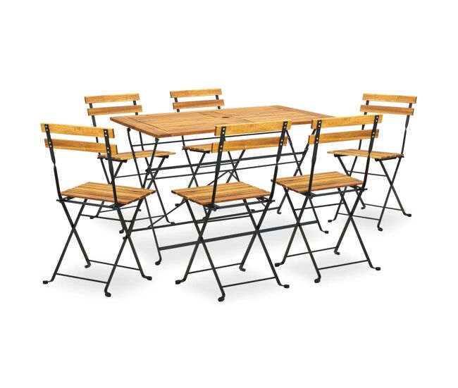 Comedor de jardín plegable 7 piezas de madera maciza de acacia