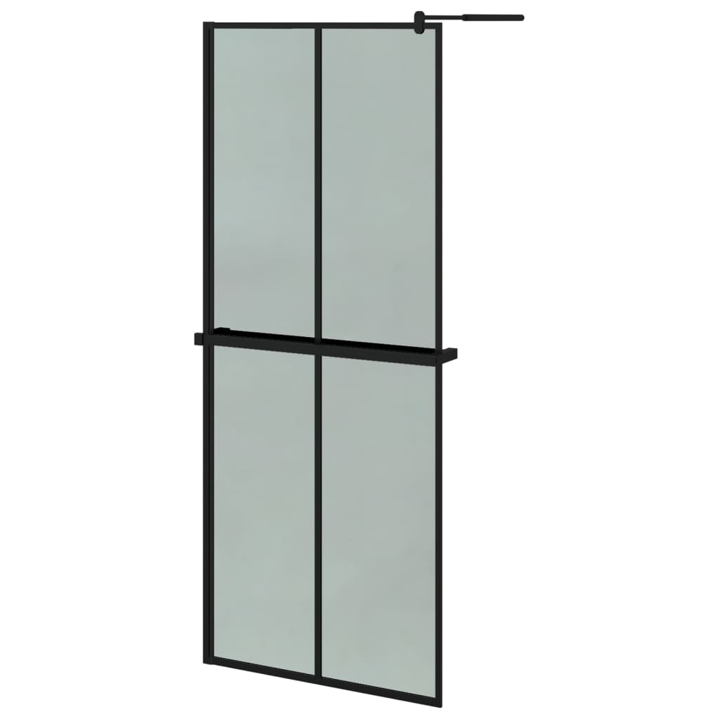 Vidaxl mampara ducha con estante vidrio esg y aluminio negro 80x195 cm
