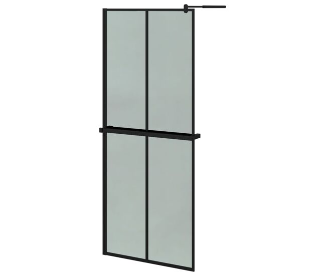 Vidaxl mampara ducha con estante vidrio esg y aluminio negro 80x195 cm