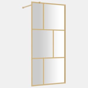 vidaXL Divisória de chuveiro 90x195 cm vidro transparente ESG dourado