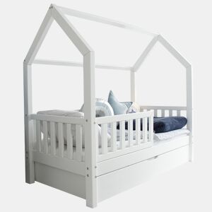 Cama cabana 90x190 barreira base de ripas e gaveta incluída Daisy Branco