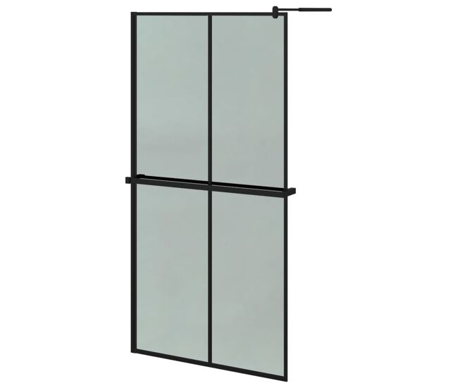 Vidaxl mampara ducha con estante vidrio esg y aluminio negro 100x195cm