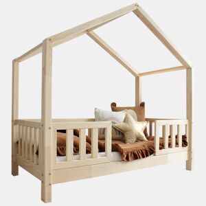 Cama de cabina 90x190 barreiras e base de ripas incluídas pés 10 cm Roxane Bois
