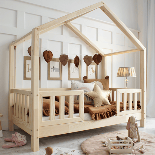 Cama de cabina 90x190 barreiras e base de ripas incluídas pés 10 cm Roxane Bois