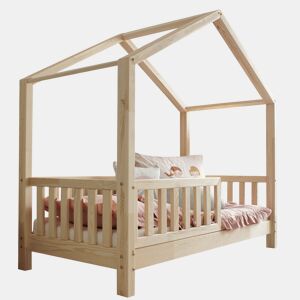 Cama de cabina 90x190 barreira e base de ripas incluídas pés 10 cm Roxane Bois