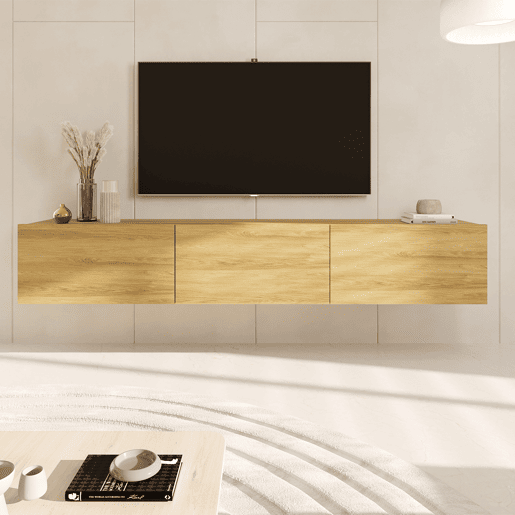 Móvel para televisão de parede com 3 portas Idao Wood, 180 cm