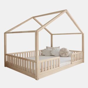 Cama cabana 140x200 barreiras e base incluída pés 1 cm Roxane Madeira
