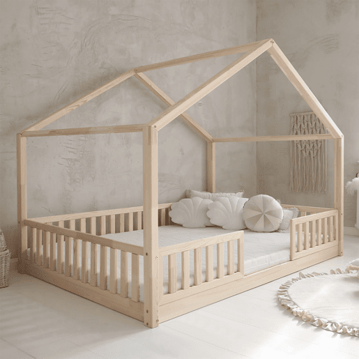 Cama cabana 140x200 barreiras e base incluída pés 1 cm Roxane Madeira