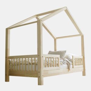 Cama 90x200 com calhas e estrado de ripas, incluindo pés de 10 cm Iris Bois