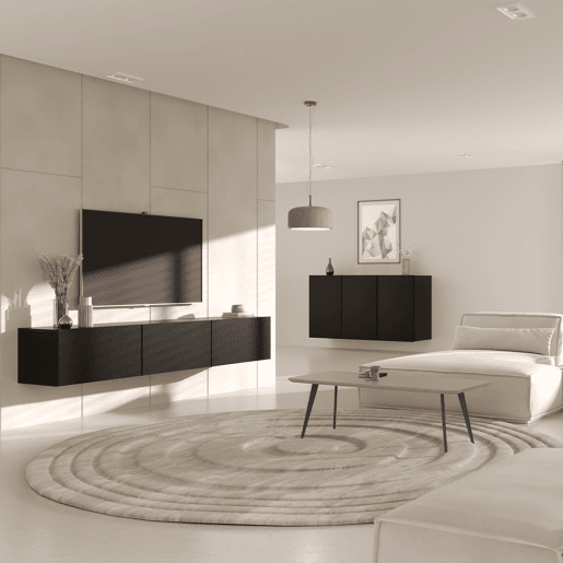 Móvel para televisor de parede com 3 portas Idao 180 cm Preto