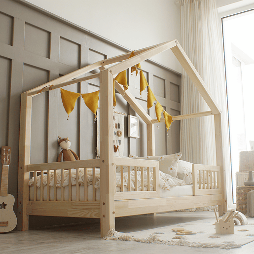 Cama de madeira 90x190 com pés de 10 cm Iris Bois