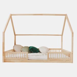 Cama cabana 140x200 barreiras e base de ripas incluídas pés 1 cm Sofia Bois