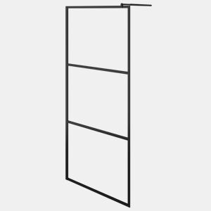 vidaXL Divisória de chuveiro c vidro ESG transparente 90x195 cm preto