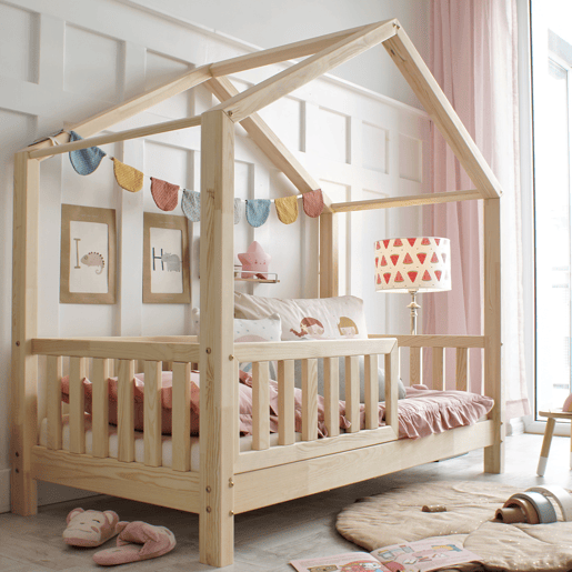 Cama de cabina 90x200 barreira e base incluídas pés 10 cm Roxane Bois