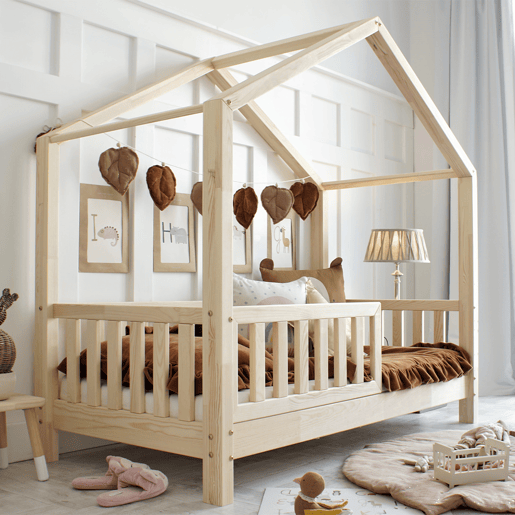 Cama de cabina 90x200 barreira e base incluídas pés 10 cm Roxane Bois