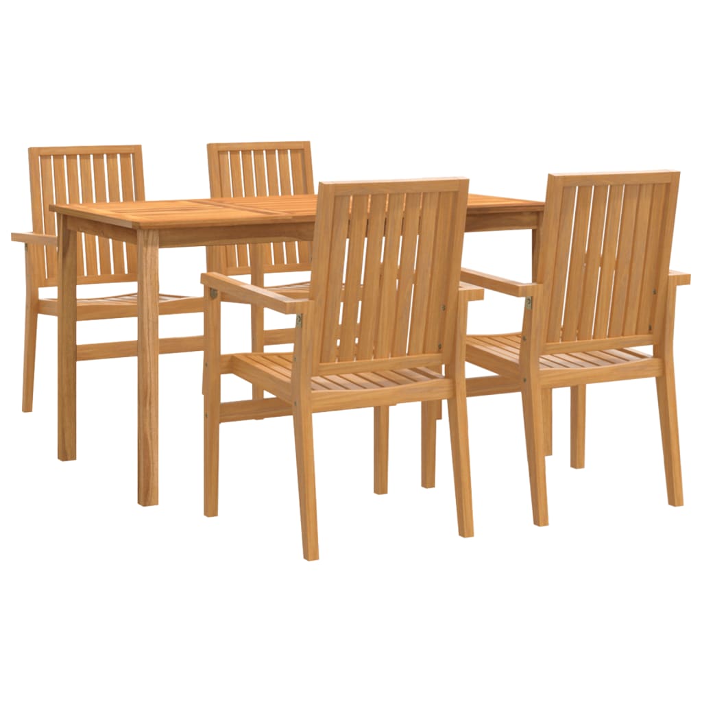Juego de comedor para jardin 5 piezas madera maciza de teca longitud mesa 140 cm