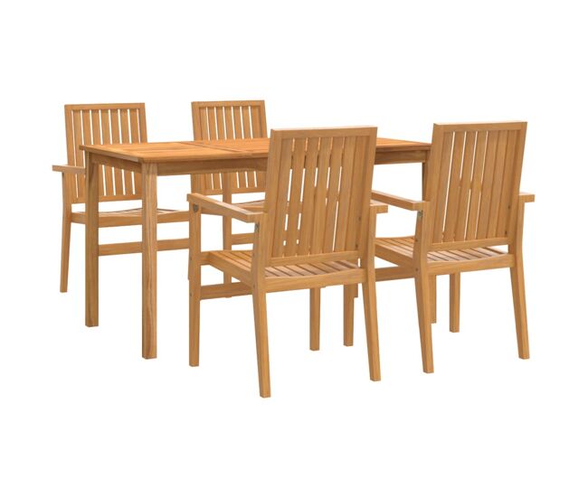 Juego de comedor para jardin 5 piezas madera maciza de teca longitud mesa 140 cm