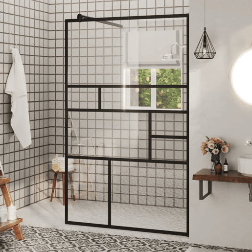 vidaXL Divisória de chuveiro c vidro transparente ESG 100x195cm preto