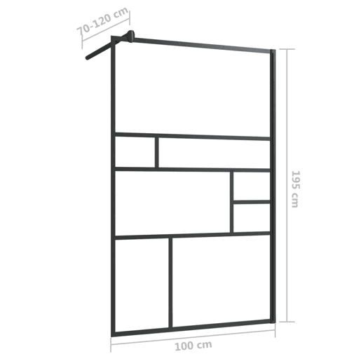 vidaXL Divisória de chuveiro c vidro transparente ESG 100x195cm preto