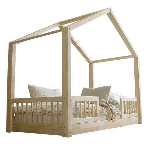 Cama 90x200 com calhas e estrado com pés de 1 cm Iris Bois Cama 90x200 com calhas e estrado com pés de 1 cm Iris Bois