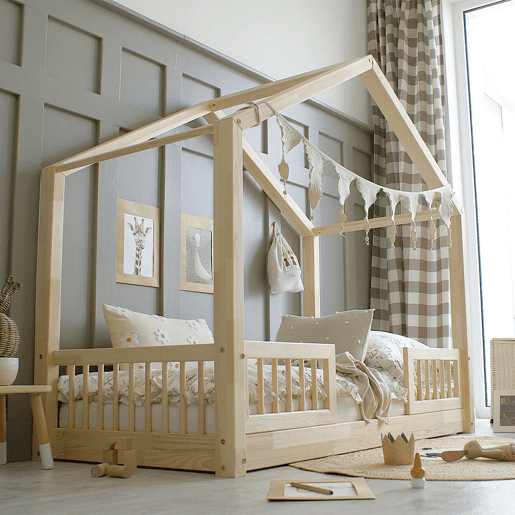 Cama 90x200 com calhas e estrado com pés de 1 cm Iris Bois Cama 90x200 com calhas e estrado com pés de 1 cm Iris Bois