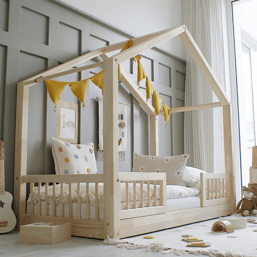 Cama 90x200 com calhas e estrado com pés de 1 cm Iris Bois Cama 90x200 com calhas e estrado com pés de 1 cm Iris Bois