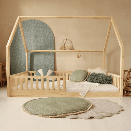 Cama cabana 140x200 barreira e base de ripas incluídos pés 1 cm Daisy Bois