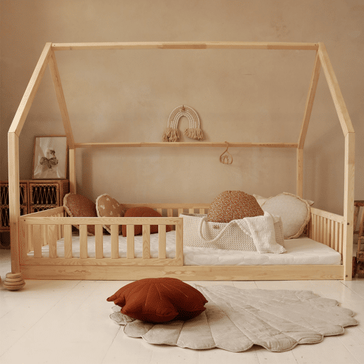 Cama cabana 140x200 barreira e base de ripas incluídos pés 1 cm Daisy Bois