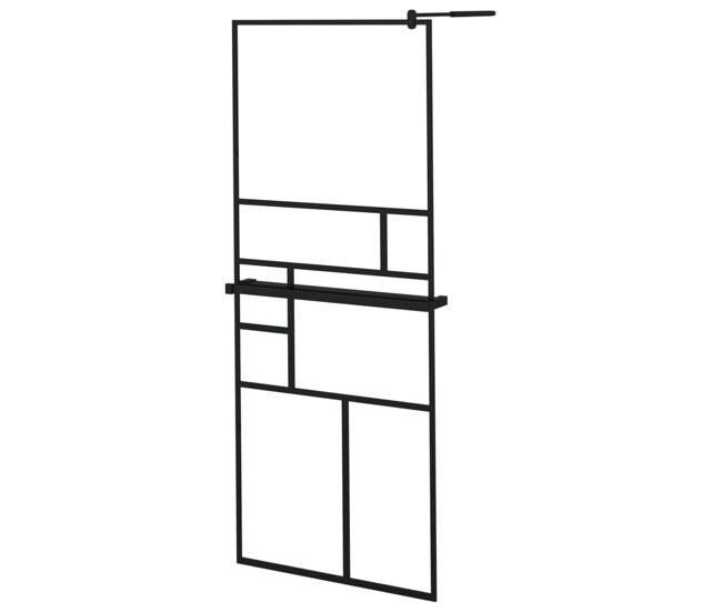 Vidaxl mampara ducha con estante vidrio esg y aluminio negro 80x195 cm