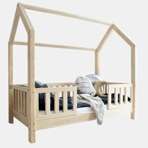 Cama cabana 90x190 barreiras e base de ripas incluídas pés 10 cm Daisy Bois