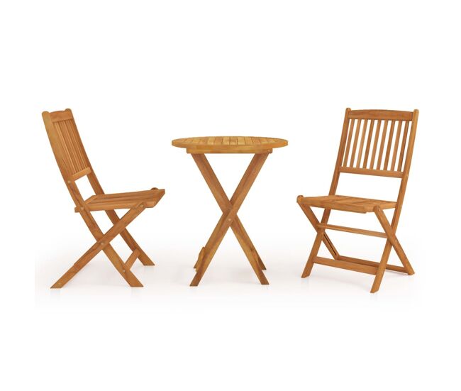 Comedor de jardín plegable 3 piezas madera maciza de acacia