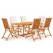 Comedor de jardín 7 piezas con cojines madera maciza de teca Comedor de jardín 7 piezas con cojines madera maciza de teca Blanco