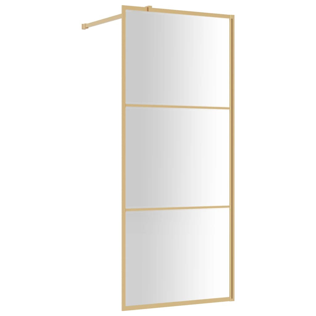 Vidaxl mampara puerta de ducha vidrio transparente esg dorado 90x195cm