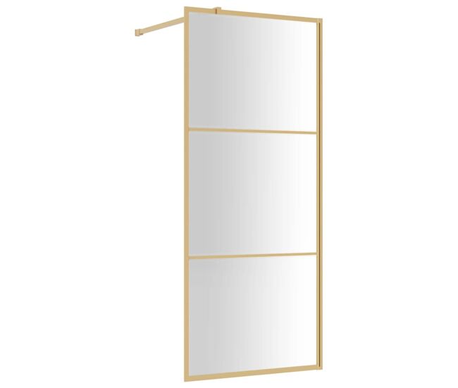 Vidaxl mampara puerta de ducha vidrio transparente esg dorado 90x195cm