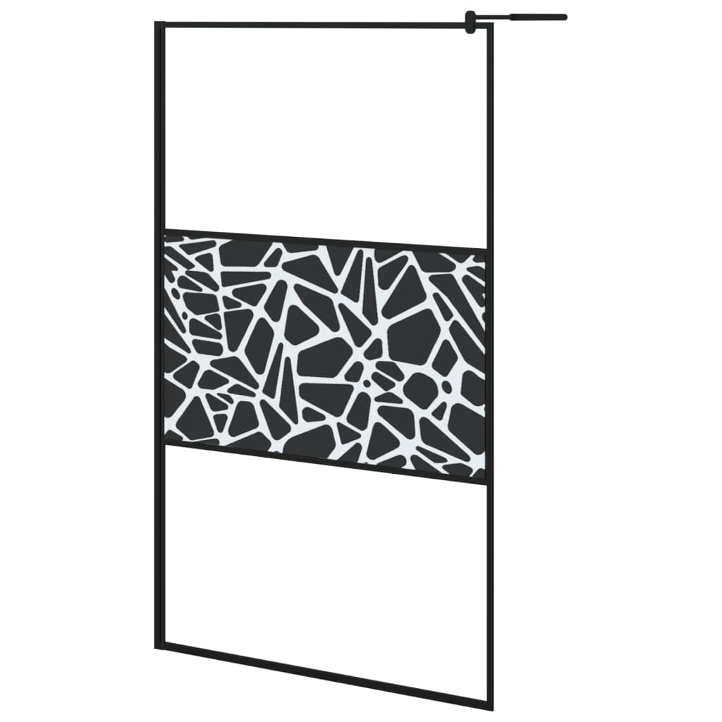 Vidaxl mampara ducha vidrio esmerilado diseño piedras negro 115x195 cm