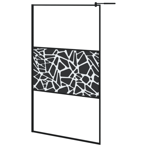 vidaXL Divisória de chuveiro 115x195cm vidro ESG design pedras preto