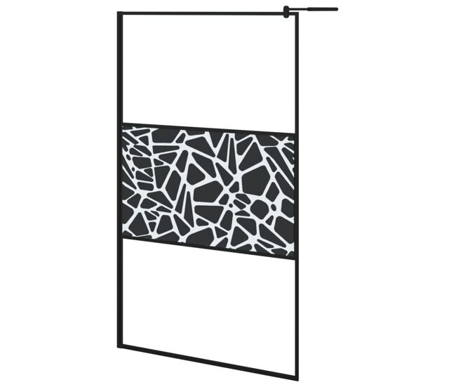 Vidaxl mampara ducha vidrio esmerilado diseño piedras negro 115x195 cm