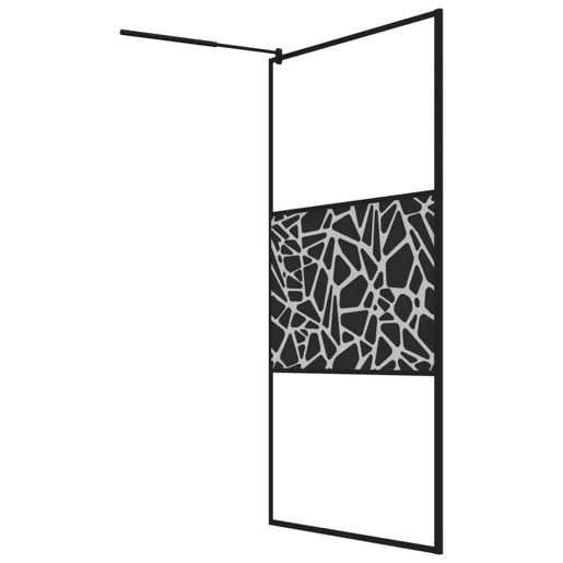 vidaXL Divisória de chuveiro 115x195cm vidro ESG design pedras preto