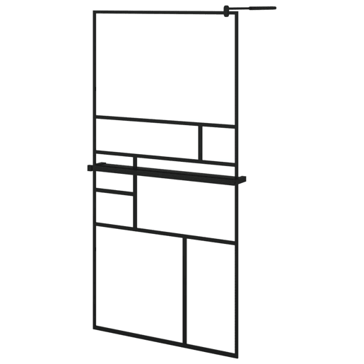 vidaXL Divisória chuveiro+prateleira 100x195 vidro ESGalumínio preto